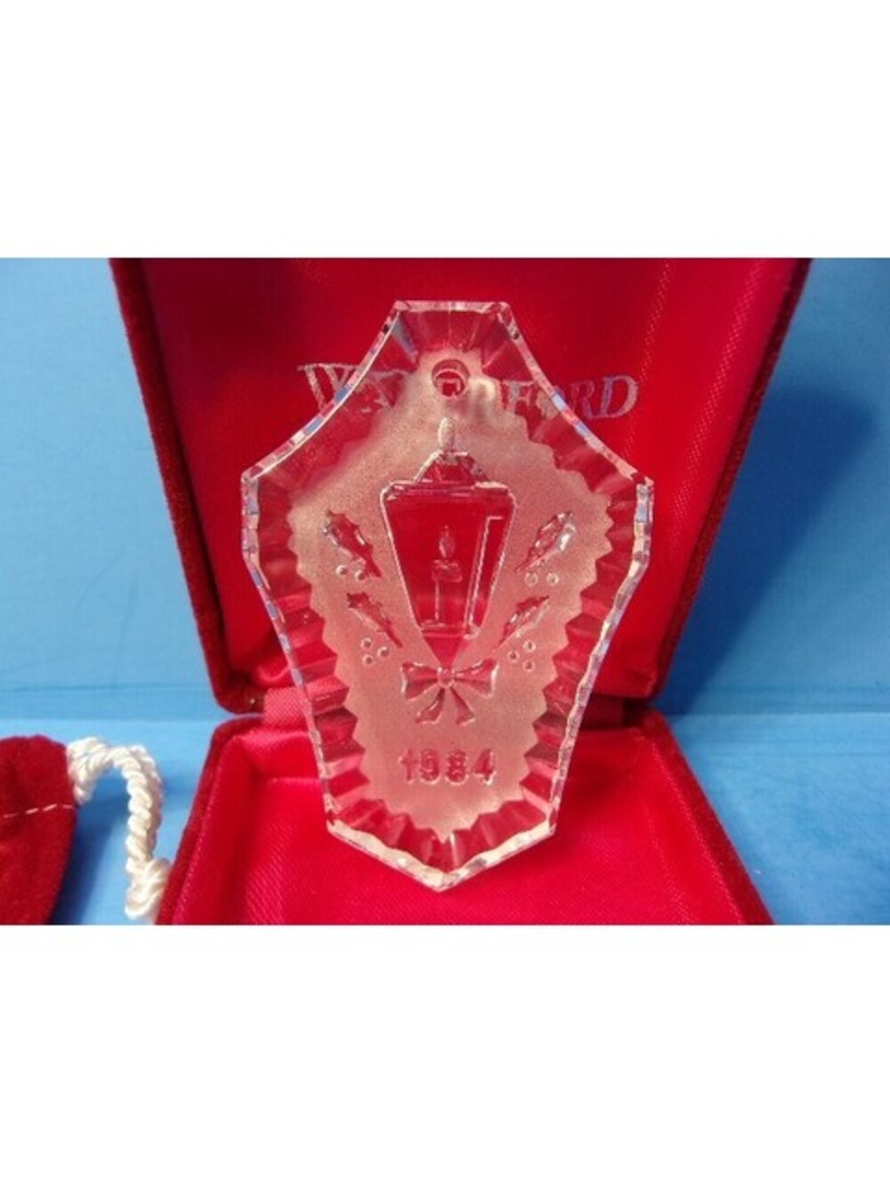 Vintage Waterford Crystal Annual Christmas Ornament 1984 Lantern Pouch & Box
